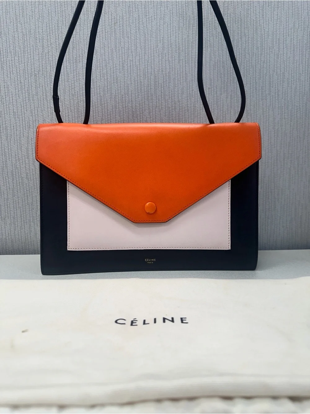 Authentic Céline Tri-Color Envelope Shoulder Handbag - Dust Bag & COI Included